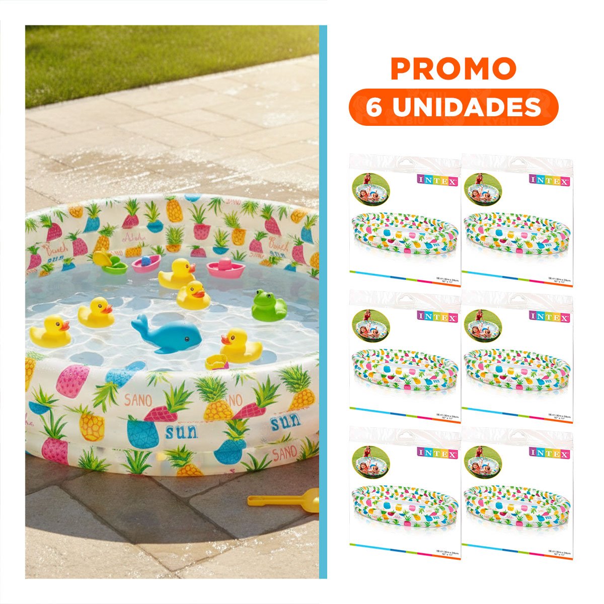 PACK6 PILETIN INFLABLE CON ESTILO TROPICAL PARA HOGAR Y JARDIN EN VERANO - 1