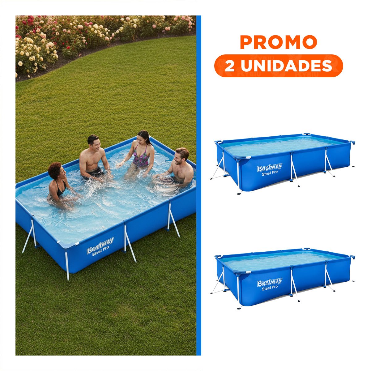 PACK2 TANQUE RECREATIVO RECTANGULAR 259X170X61CM PARA PATIO EXTERIOR Y FUNCIONAL - 1