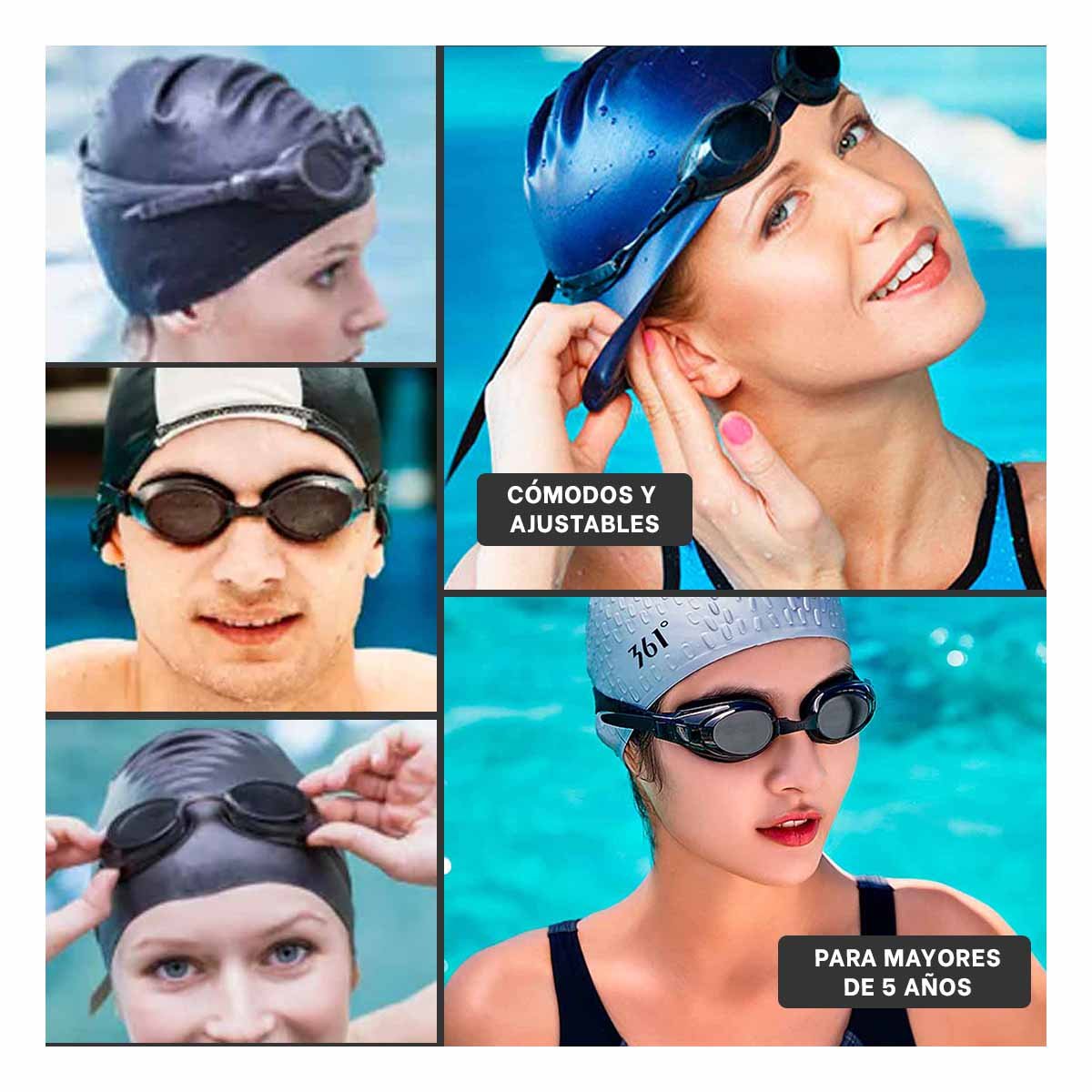 PACK6 IMPLEMENTO DE PISCINA GRAVITAL CON ANTEOJOS DE NATACION Y+PAPEL REGALO - 3