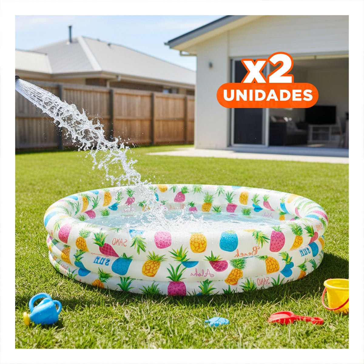 PACK2 TINA INFLABLE DECORATIVA PARA PATIO Y CASA CON DISENO TROPICAL Y+REGALO STICKER - 1