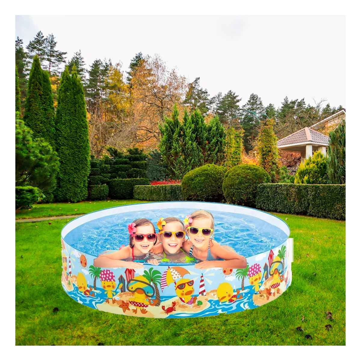 PACK2 PLATAFORMA INFLABLE PARA PATIO Y HOGAR CON DISENO TROPICAL PARA VERANO Y+PAPEL REGALO - 5