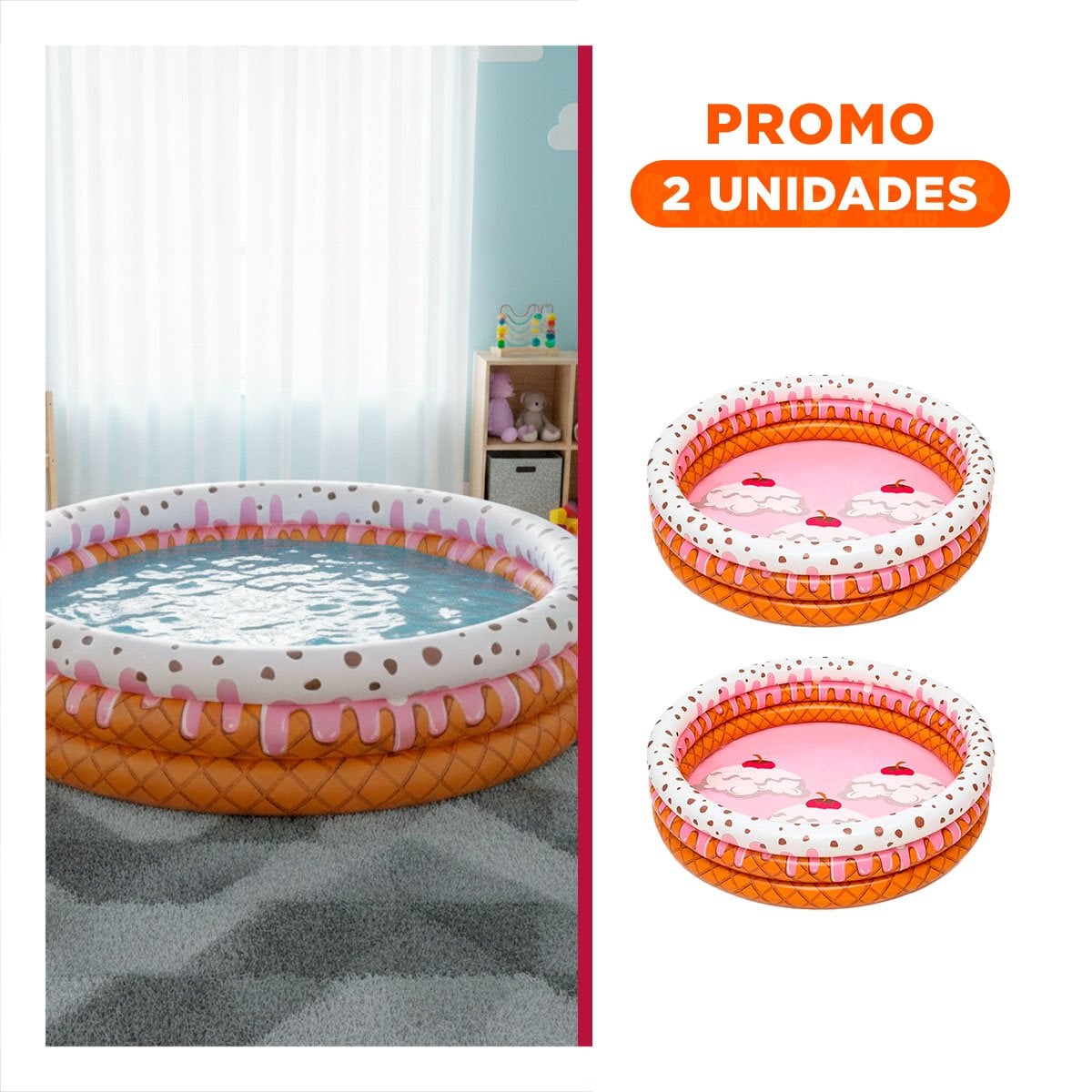 PACK2 INFLABLE CON DISENO HELADO PARA USO FAMILIAR EN EXTERIOR DE LA CASA - 1