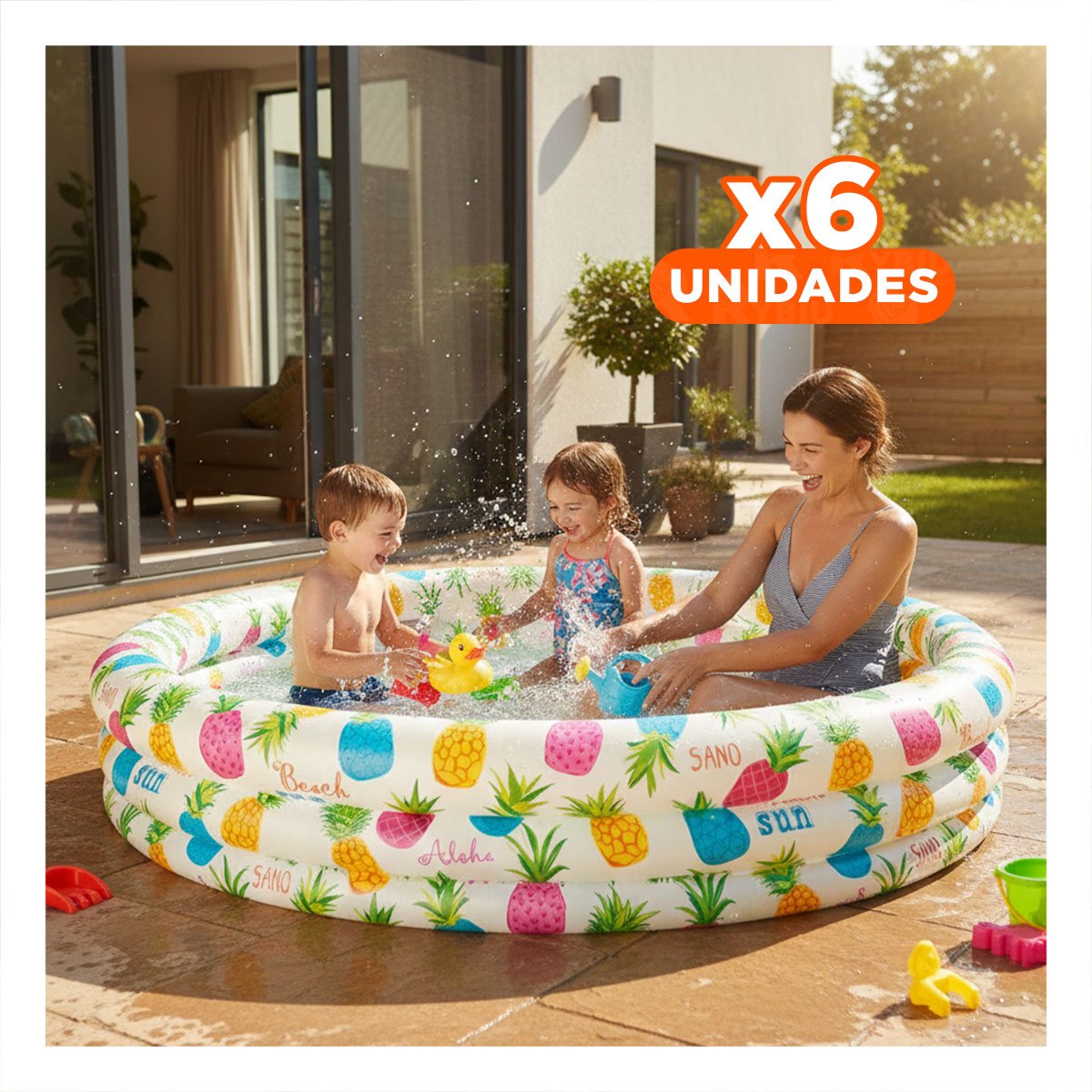 PACK6 PILETIN INFLABLE PARA JARDIN CON AMBIENTE TROPICAL Y USO FAMILIAR Y+REGALO STICKER - 1