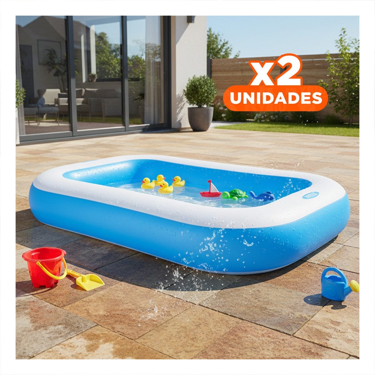 PACK2 TANQUE RECREATIVO RECTANGULAR RESISTENTE 168X100X28 CM HOGAR PLUS Y+REGALO STICKER - 1