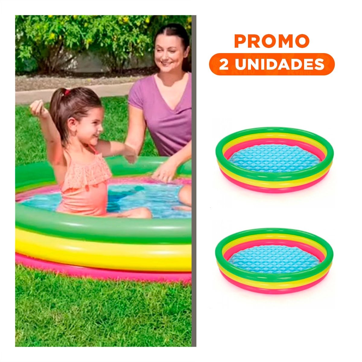 PACK2 CENTRO DE AGUA FAMILIAR ARCOIRIS 1.52 X 30 CM CON ESTILO ALEGRE PARA CASA - 1