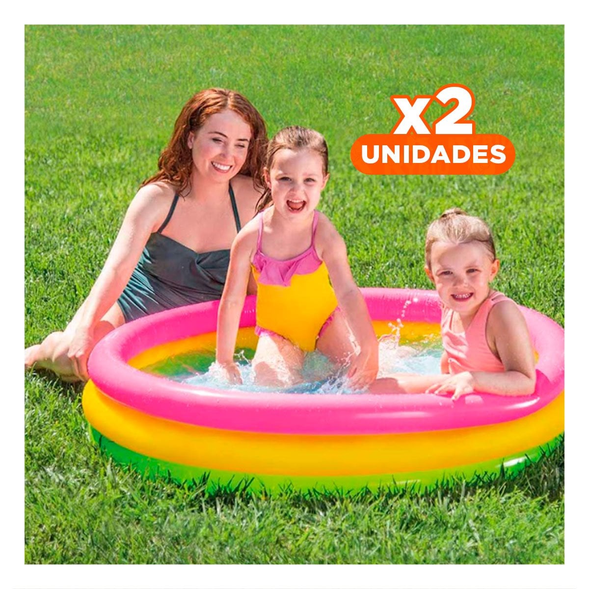 PACK2 DIVERSION ACUATICA ARCOIRIS INFLABLE INFANTIL 114 X 25 CM PARA CASA Y+REGALO STICKER - 1