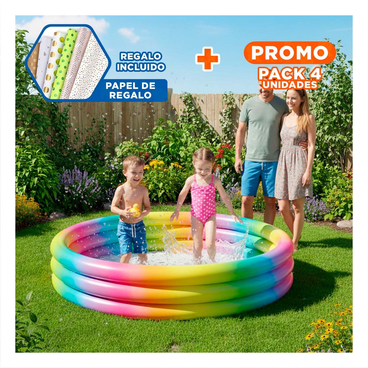 PACK4 AREA DE COLORES DE BOLAS 168 X 38 CM PARA JUEGO INFANTIL Y+PAPEL REGALO - 1