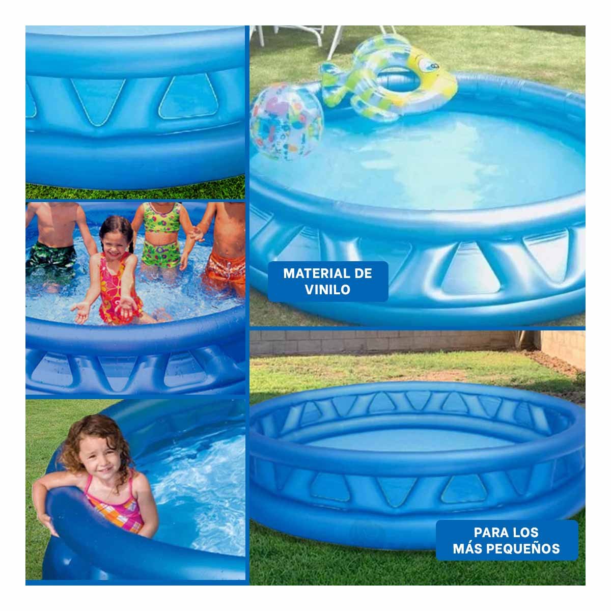 PACK2 PISCINA INFLABLE PARA HOGAR CON BASE SUAVE Y USO FAMILIAR EN VERANO Y+PAPEL REGALO - 3