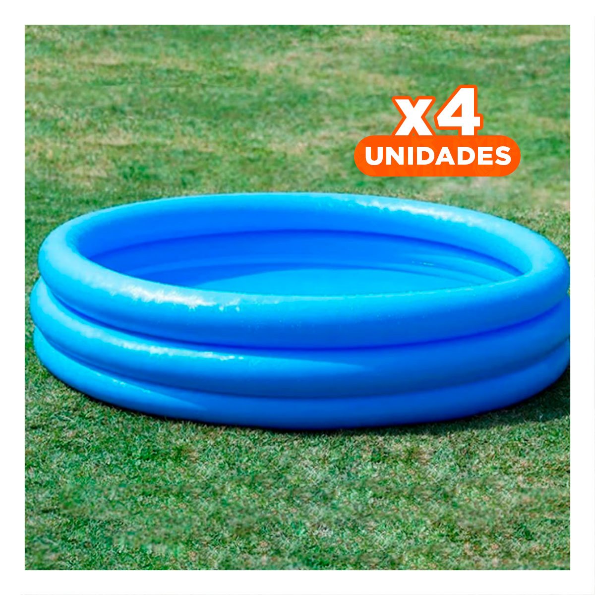 PACK4 CENTRO ACUATICO AZUL CRISTAL INFANTIL 114 X 25 CM PARA CASA Y PATIO CON DISENO REDONDO - 1