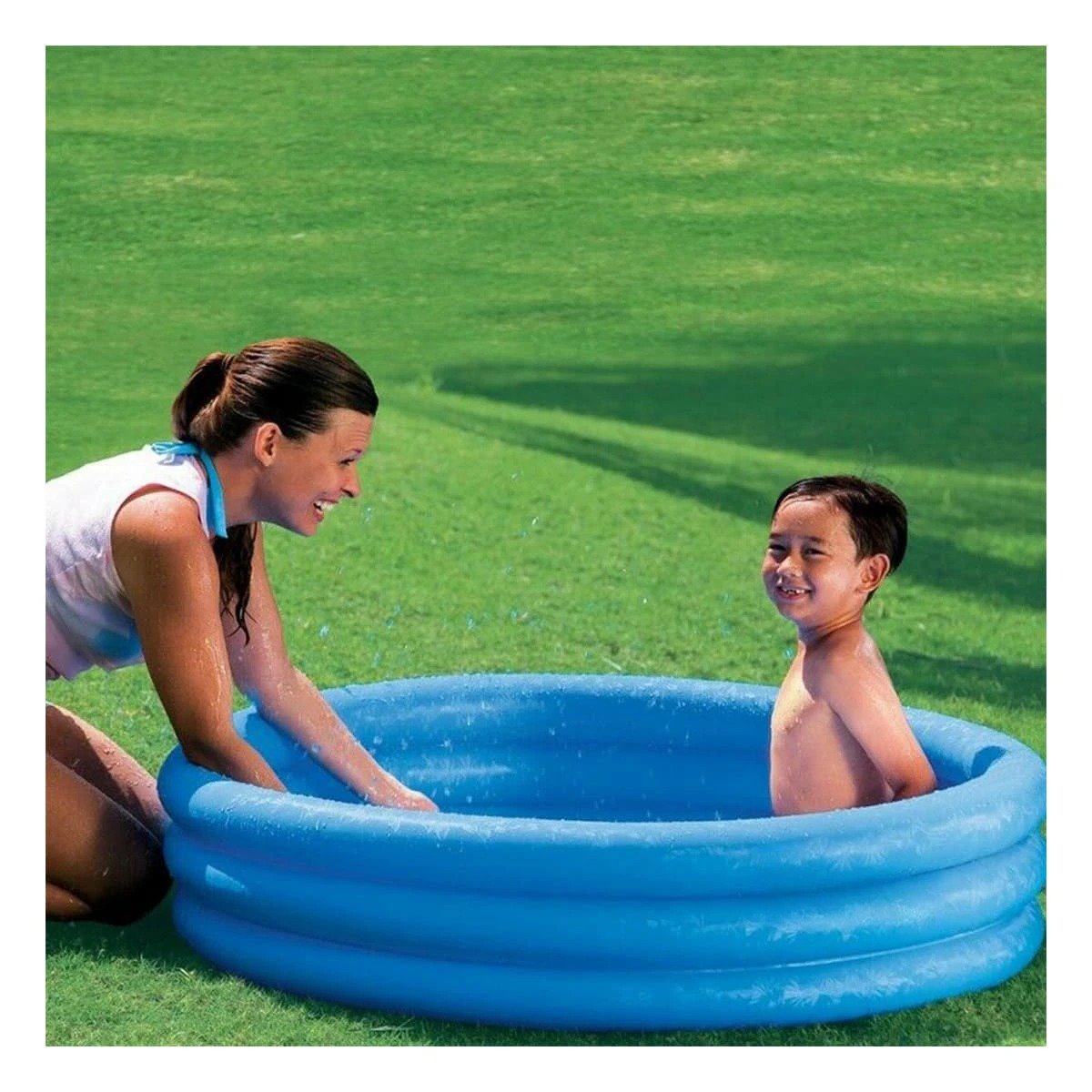 PACK4 CENTRO ACUATICO AZUL CRISTAL INFANTIL 114 X 25 CM PARA CASA Y PATIO CON DISENO REDONDO - 2