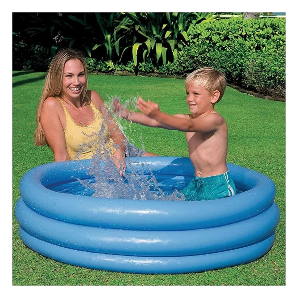 PACK4 CENTRO ACUATICO AZUL CRISTAL INFANTIL 114 X 25 CM PARA CASA Y PATIO CON DISENO REDONDO - 3