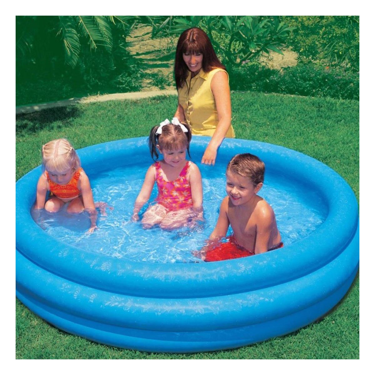 PACK4 CENTRO ACUATICO AZUL CRISTAL INFANTIL 114 X 25 CM PARA CASA Y PATIO CON DISENO REDONDO - 5