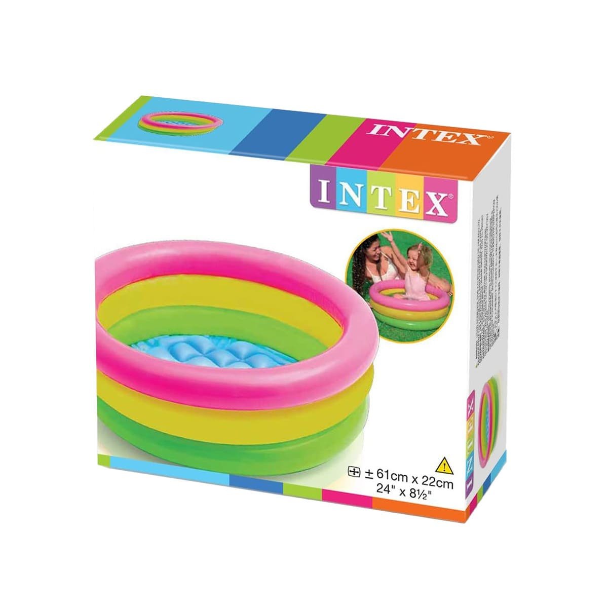 PACK4 CENTRO ACUATICO INFANTIL ARCOIRIS INFLABLE 86 X 25 CM PARA HOGAR Y+PAPEL REGALO - 3
