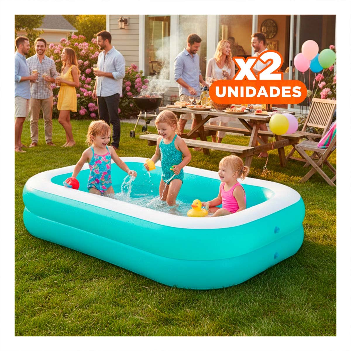 PACK2 CONTENEDOR INFLABLE PARA AGUA EN JARDIN CON DISENO AMPLIO Y FUNCIONAL Y+REGALO STICKER - 1