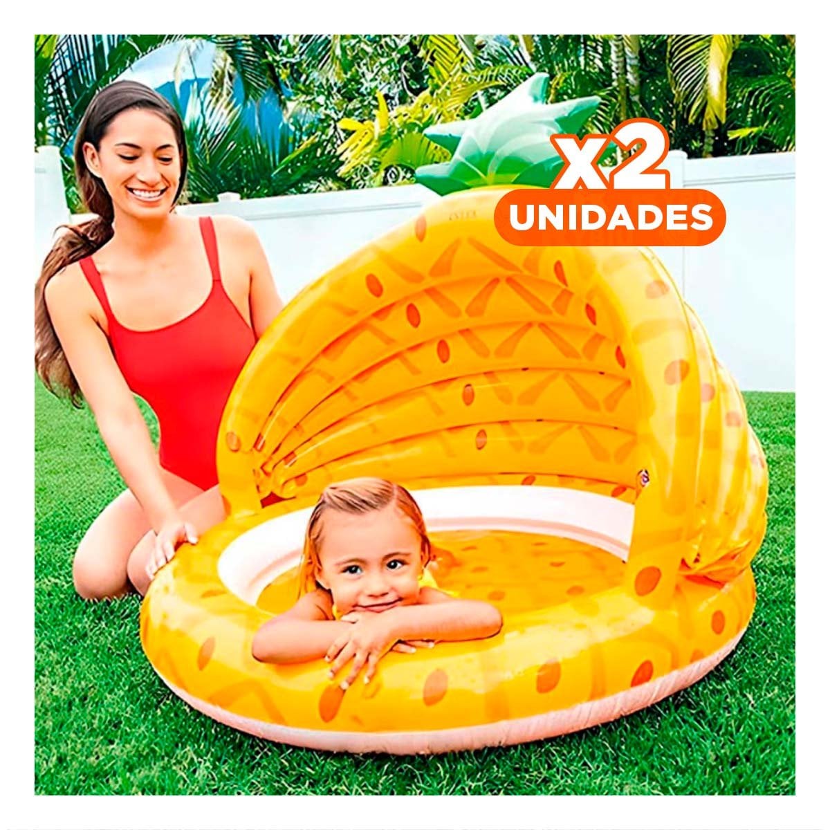 PACK2 CENTRO DE AGUA BEBE PINA 1,02 X 94 CM COLORIDO PARA USO DIARIO EN VERANO Y+REGALO STICKER - 1