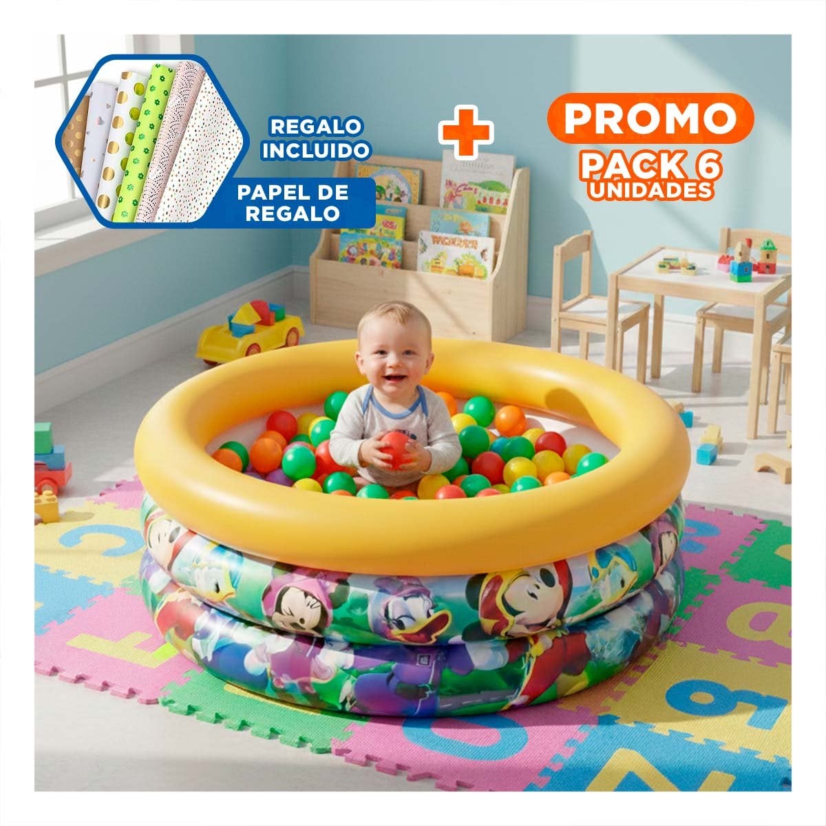 PACK6 ESPACIO ACUATICO PARA INFANTE ACUARIO BABY EN PATIO HOGARENO Y+PAPEL REGALO - 1