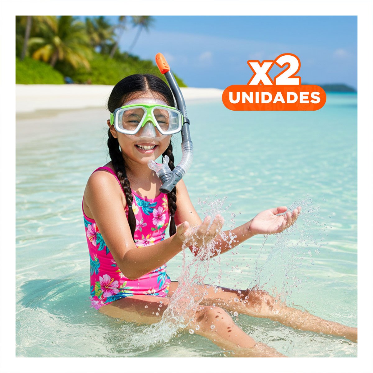 PACK2 EQUIPO PARA NATACION 02 BLANCO VERDE PARA USO EN PISCINAS Y+REGALO STICKER - 1
