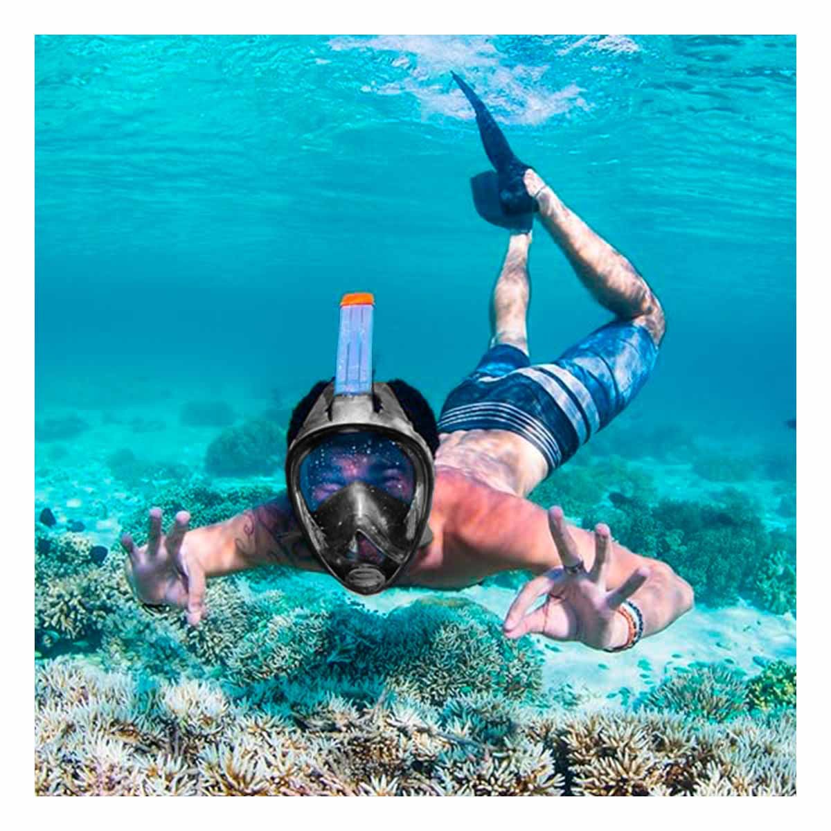 PACK6 IMPLEMENTO ACUATICO DE BUCEO NEGRO CON CAMPO VISUAL AMPLIO Y AJUSTE SEGURO - 2