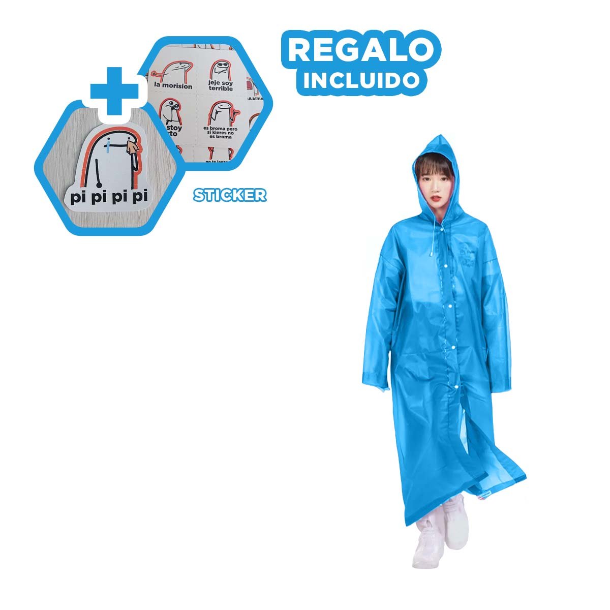ABRIGO DE LLUVIA UNISEX PARA USO URBANO Y EXTERIOR Y+REGALO STICKER - 1