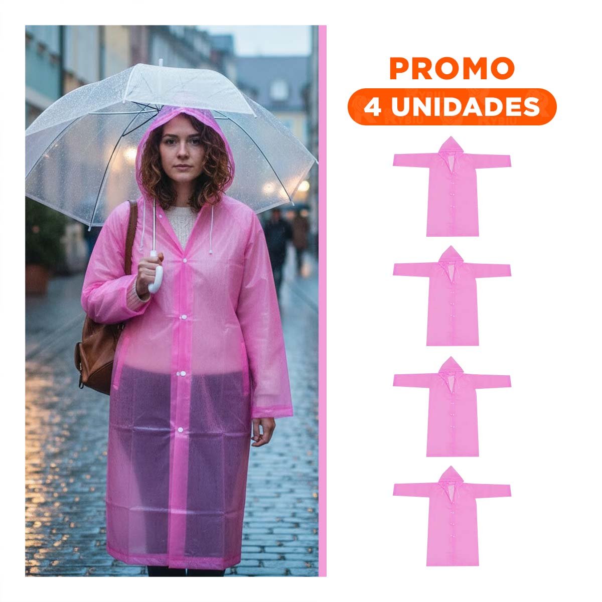 PACK4 PRENDA DE LLUVIA CON ESTILO UNISEX Y COMODIDAD Y+REGALO STICKER - 1