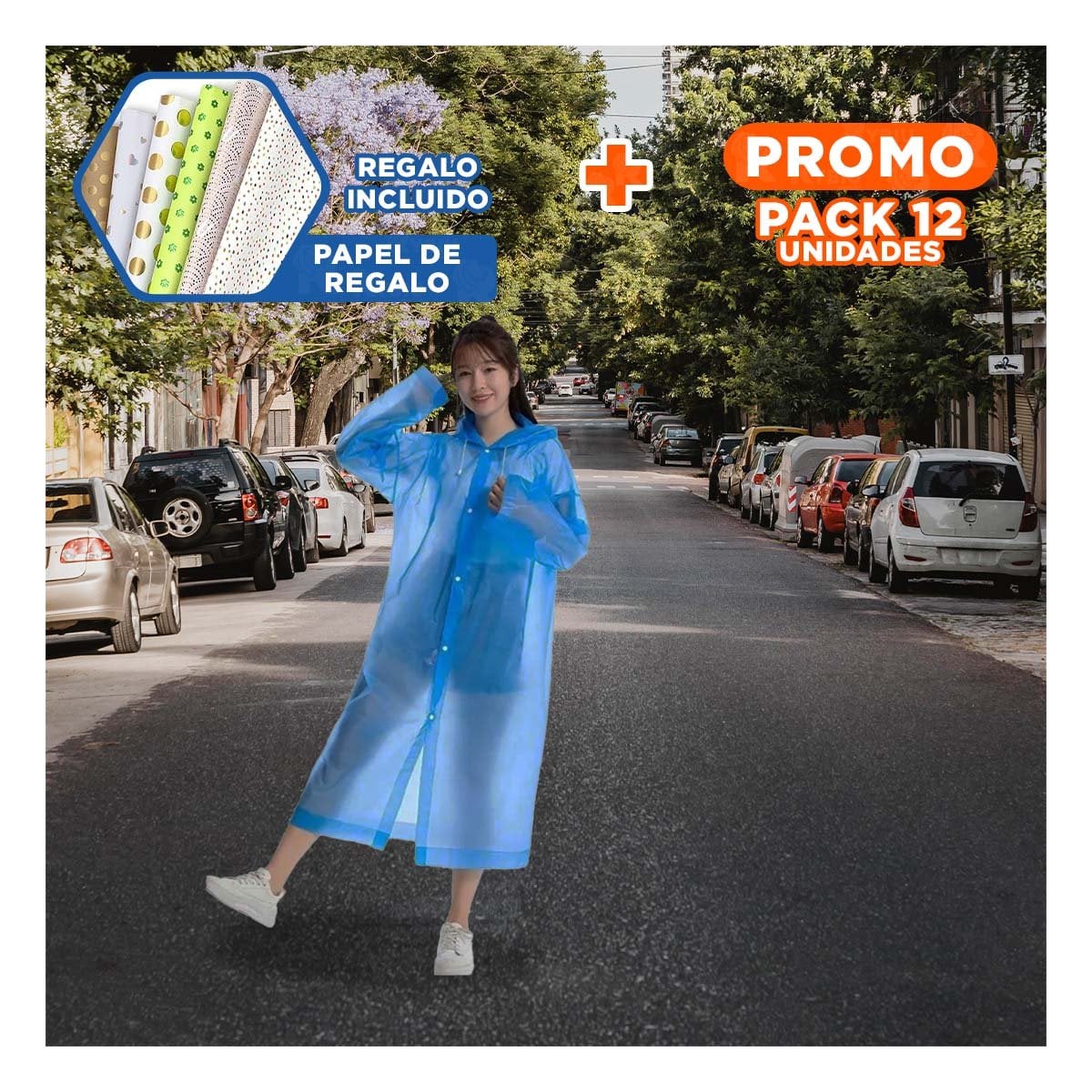 PACK12 PRENDA DE LLUVIA CON ESTILO UNISEX Y COMODIDAD Y+PAPEL REGALO - 1