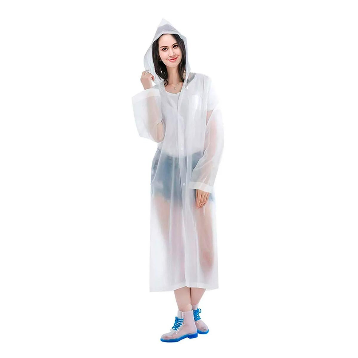 ABRIGO DE LLUVIA UNISEX PARA USO URBANO Y EXTERIOR CON COLOR BLANCO Y+REGALO STICKER - 3