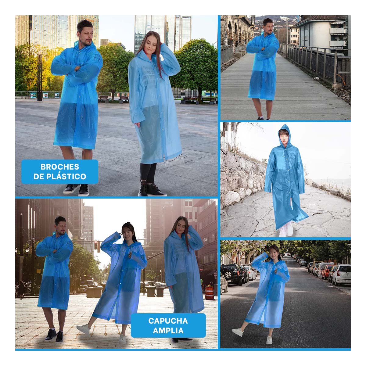 PACK6 CAPA UNISEX PARA LLUVIA CON AJUSTE COMODO Y+PAPEL REGALO - 3