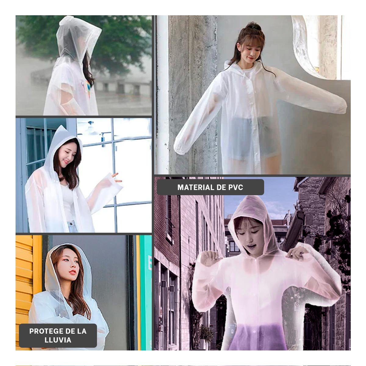 PACK4 PRENDA DE LLUVIA CON ESTILO UNISEX Y COMODIDAD DURANTE EL USO Y+REGALO STICKER - 2
