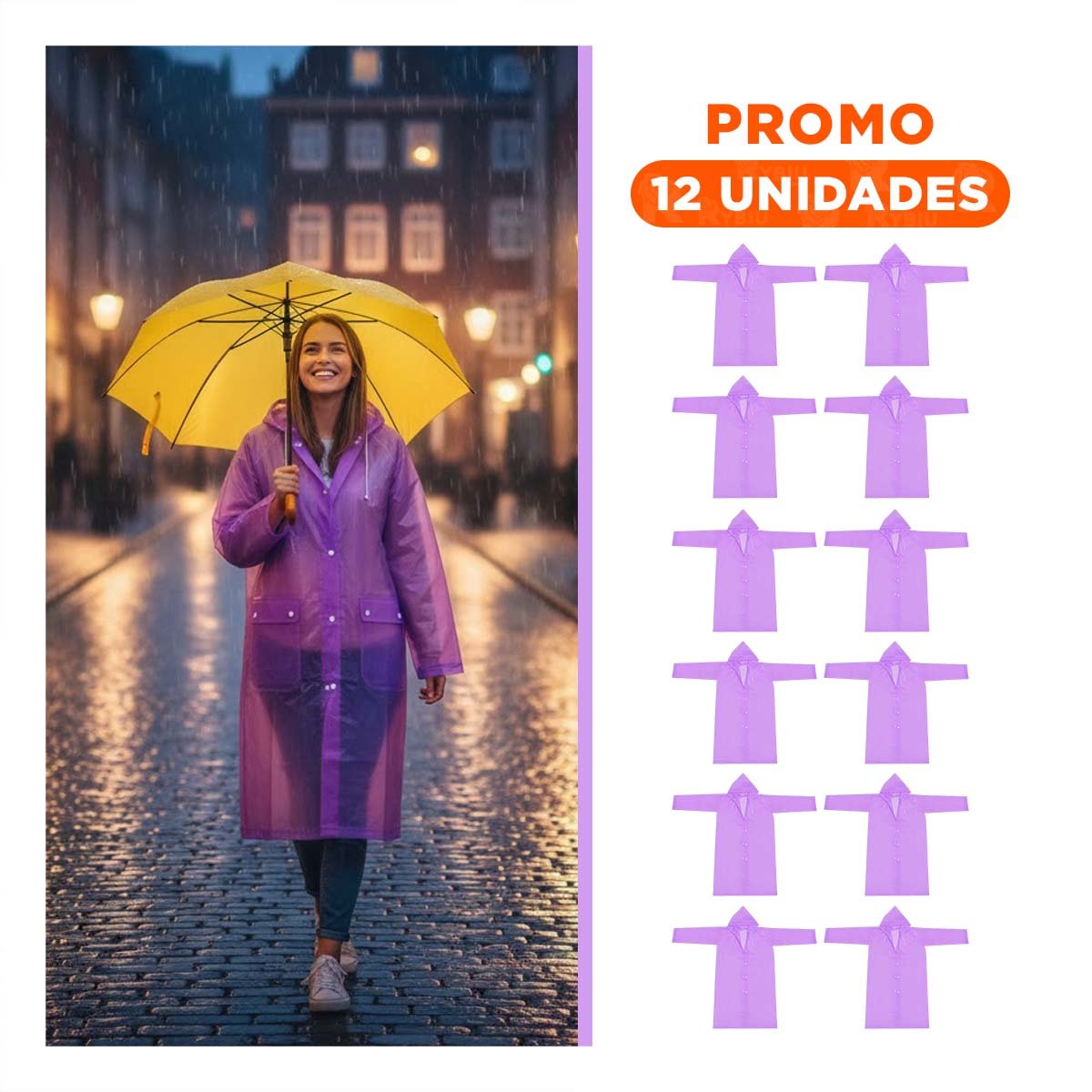 PACK12 ABRIGO PROTECTOR CONTRA LA LLUVIA DIARIA Y+REGALO STICKER - 1