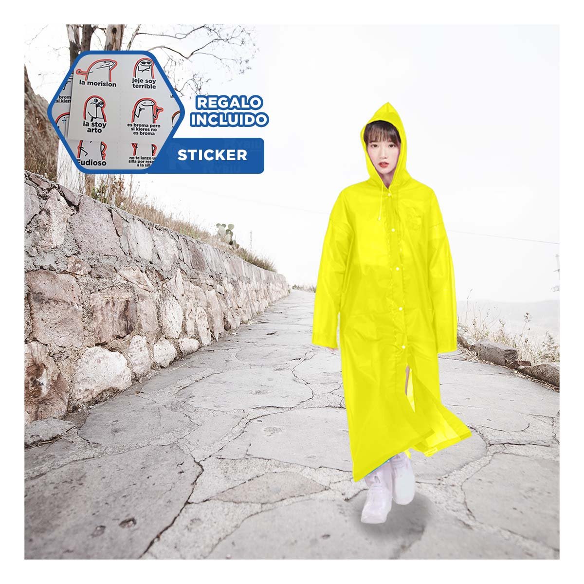 ABRIGO DE LLUVIA UNISEX PARA USO URBANO Y EXTERIOR Y+REGALO STICKER - 1