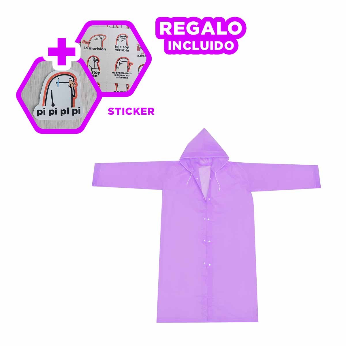 ABRIGO DE LLUVIA UNISEX PARA USO URBANO Y EXTERIOR Y+REGALO STICKER - 1