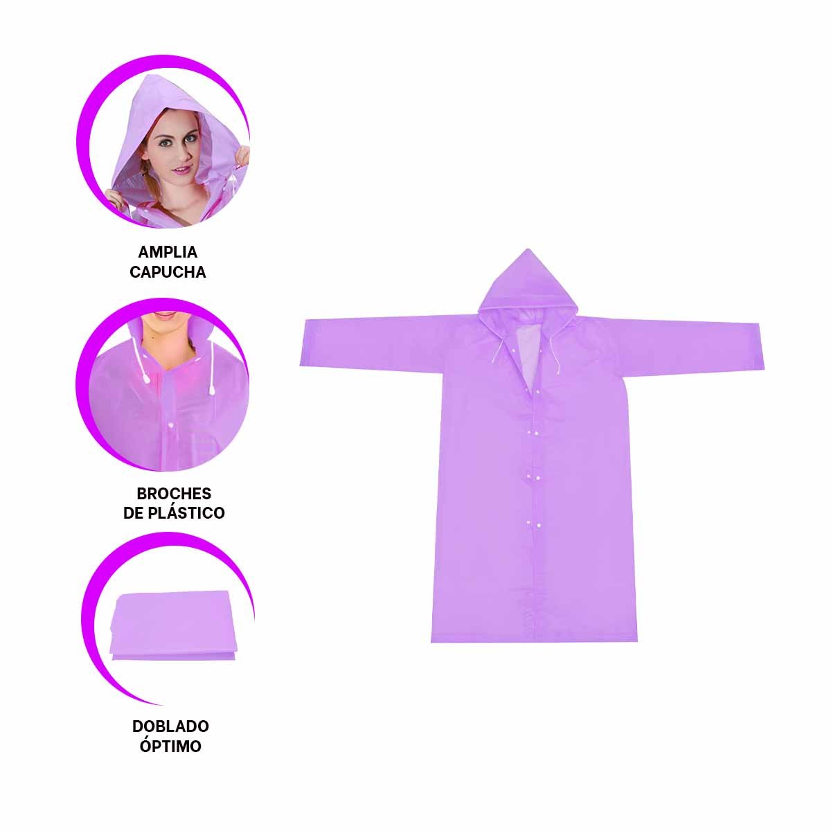 PROTECCION CONTRA LA LLUVIA CON IMPERMEABLE UNISEX PRACTICO - 3