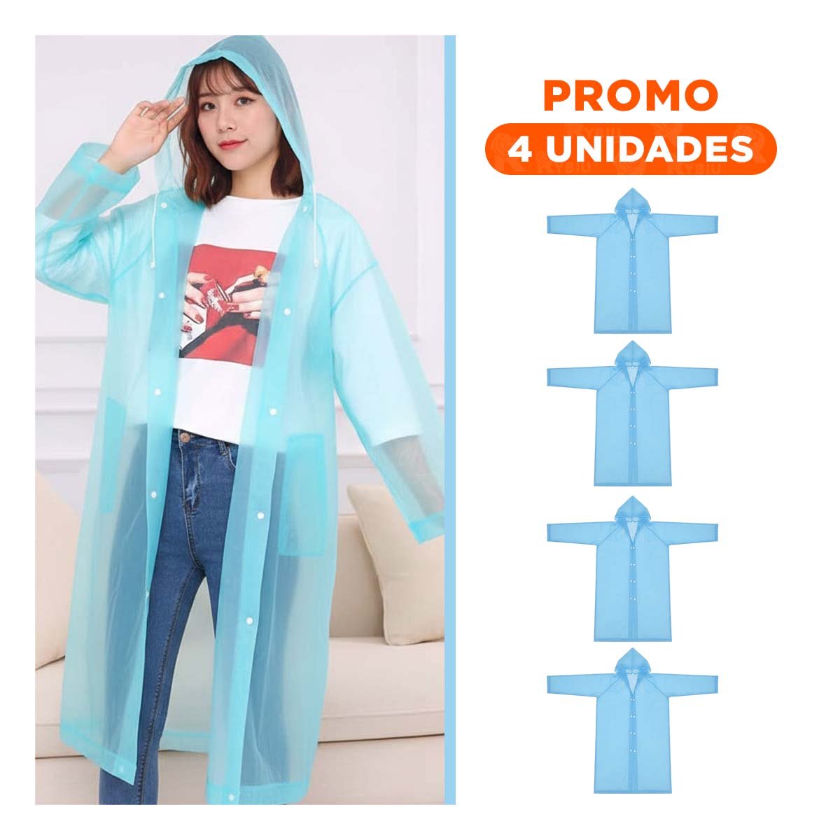 PACK4 IMPERMEABLE LIGERO PARA TRANSPORTE FACIL Y USO DIARIO Y+REGALO STICKER - 1
