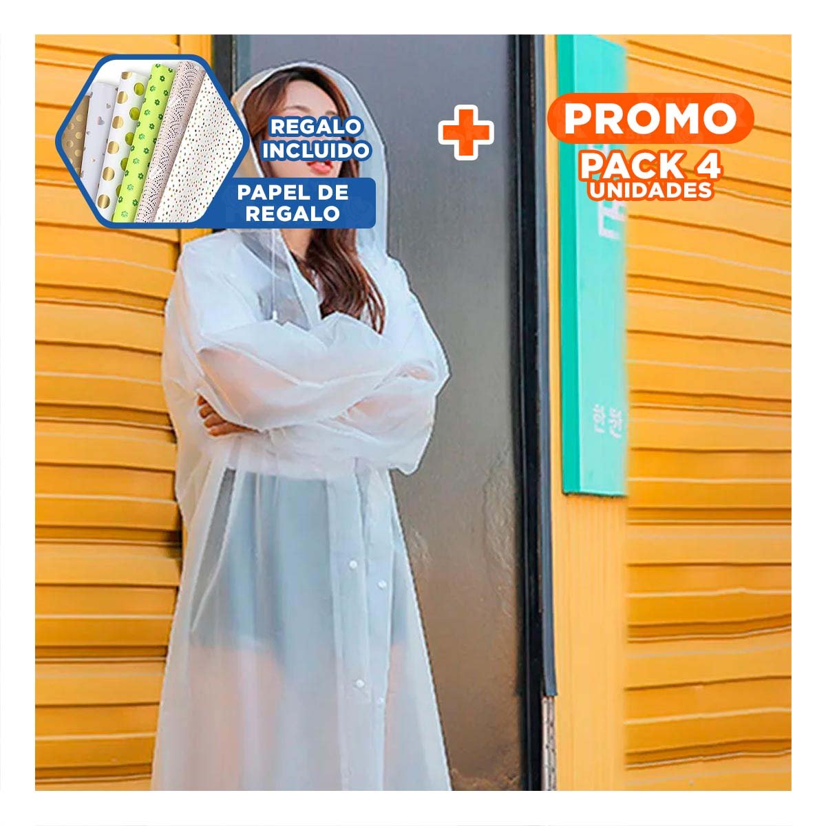 PACK4 IMPERMEABLE FUNCIONAL PARA CLIMAS LLUVIOSOS Y USO FRECUENTE Y+PAPEL REGALO - 1