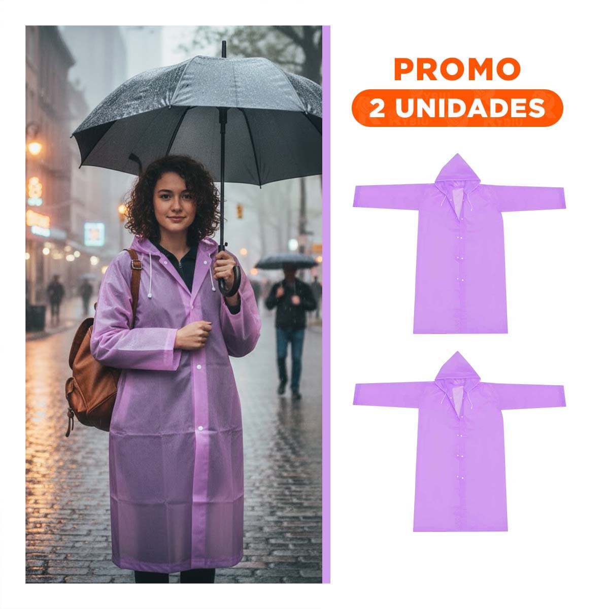 PACK2 IMPERMEABLE LIGERO PARA TRANSPORTE FACIL Y USO DIARIO - 1