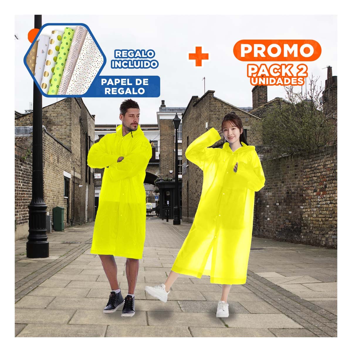 PACK2 PRENDA DE PROTECCION CONTRA LLUVIA PARA ADULTOS Y+PAPEL REGALO - 1