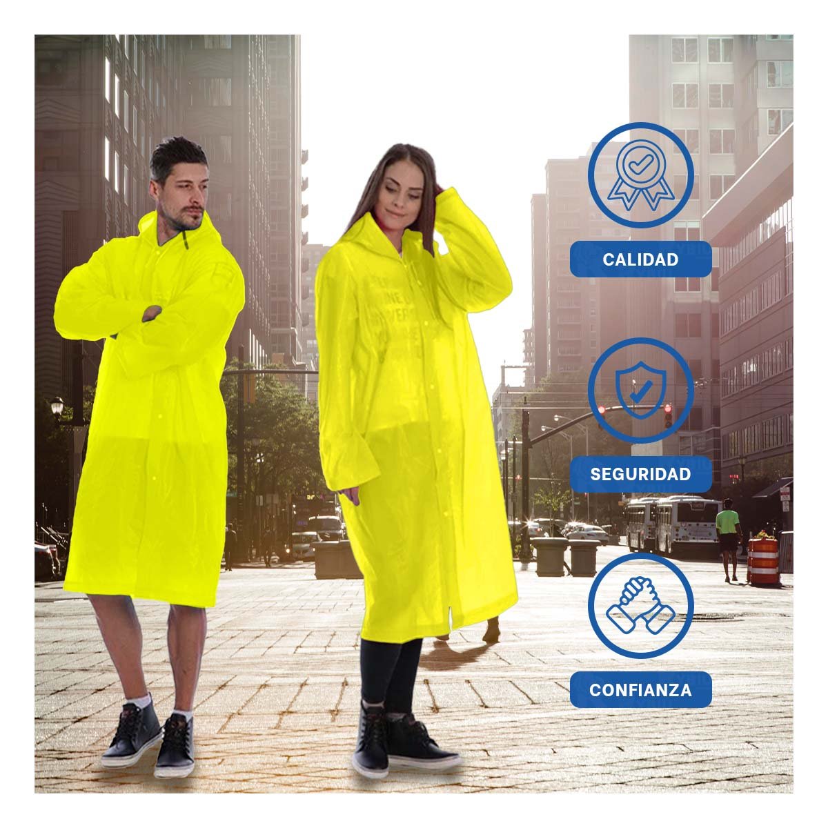 PROTECCION CONTRA LA LLUVIA CON IMPERMEABLE UNISEX PRACTICO - 3