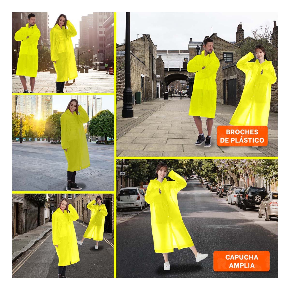 PROTECCION CONTRA LA LLUVIA CON IMPERMEABLE UNISEX PRACTICO - 5