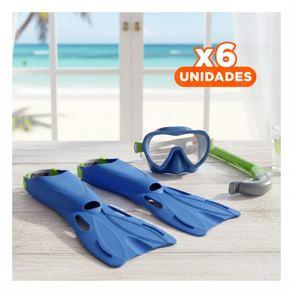 PACK6 KIT DE BUCEO INFANTIL PARA PISCINA Y PLAYA Y+REGALO STICKER - 1