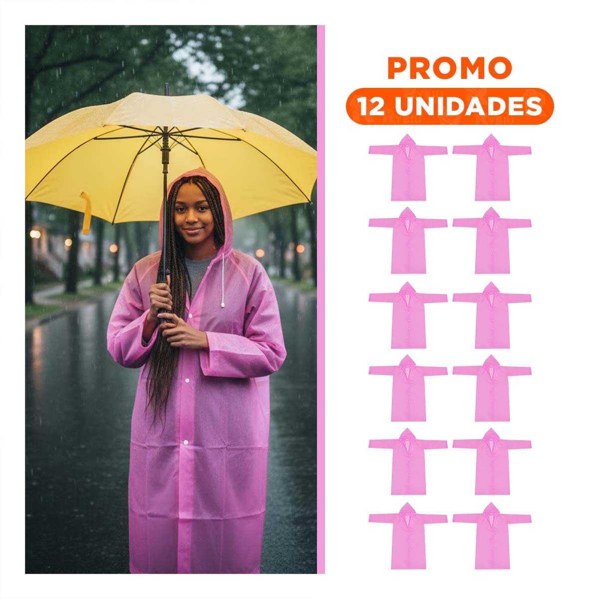 PACK12 ABRIGO PROTECTOR CONTRA LA LLUVIA DIARIA Y+REGALO STICKER - 1