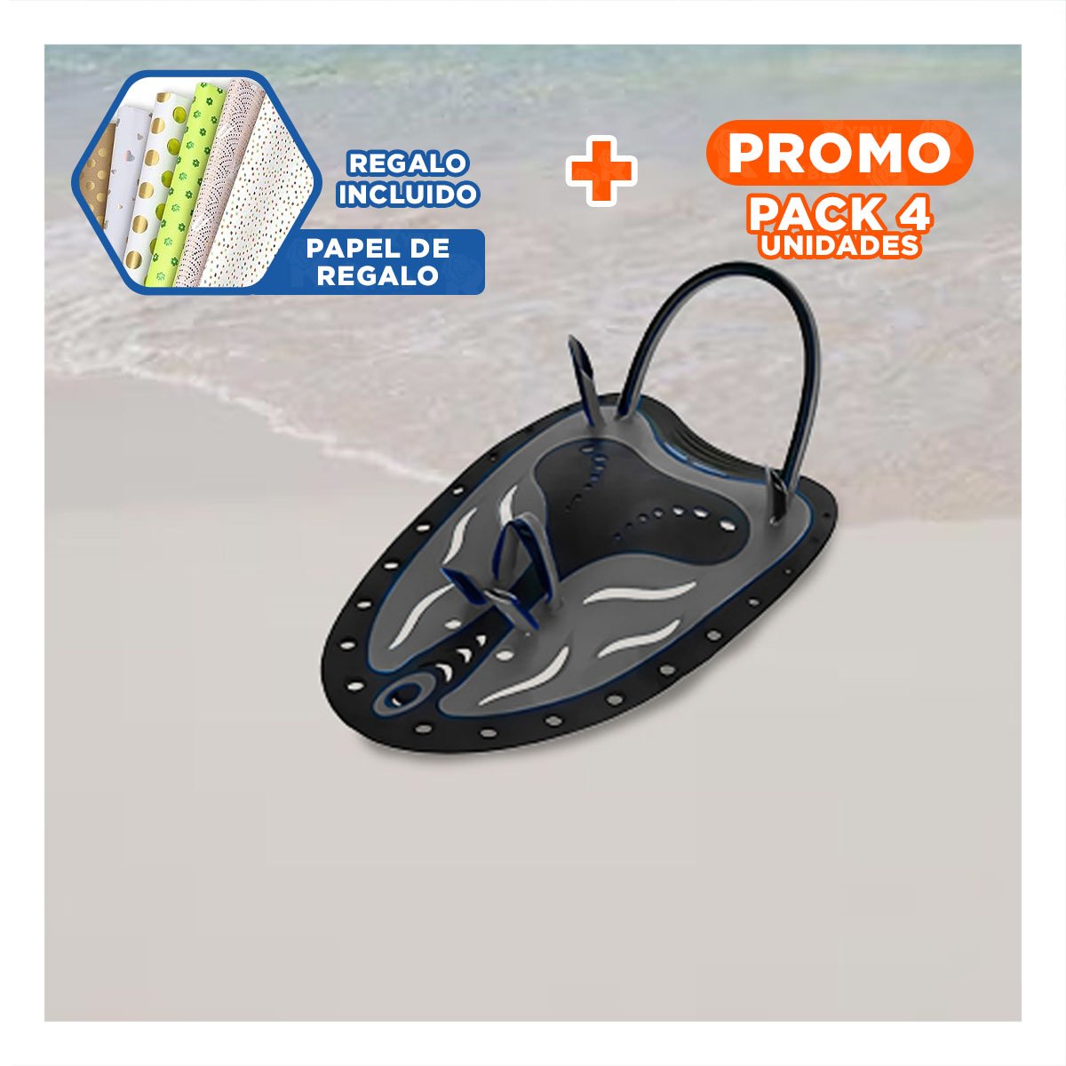 PACK4 ACCESORIO COMODO PARA RUTINAS DE NATACION CONTINUA EN PISCINA EN NEGRO Y+PAPEL REGALO - 1