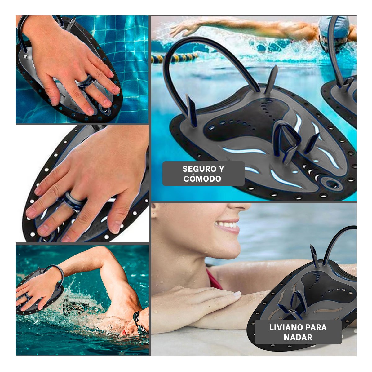 PACK6 EQUIPO FUNCIONAL PARA ENTRENAMIENTO ACUATICO REGULAR EN PISCINA EN NEGRO Y+PAPEL REGALO - 3