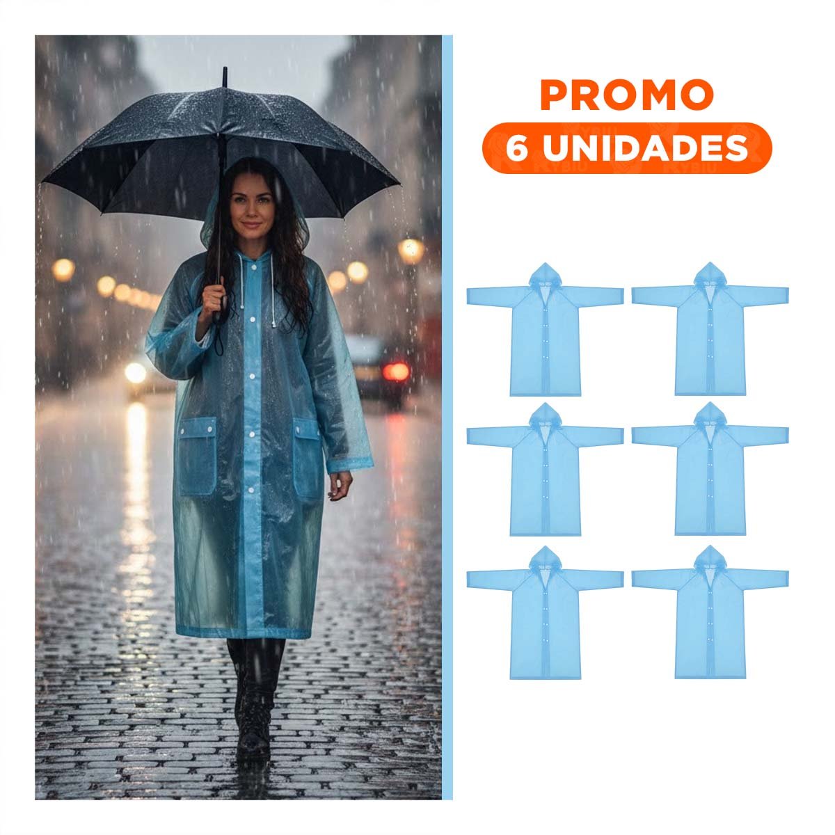 PACK6 PRENDA DE PROTECCION CONTRA LLUVIA PARA ADULTOS - 1
