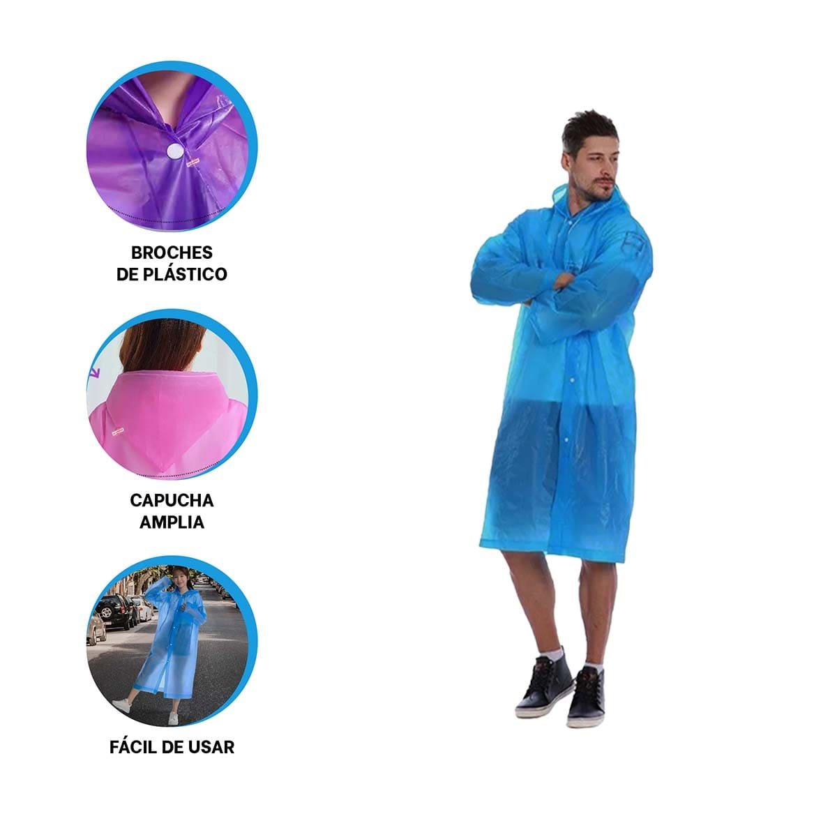 PROTECCION CONTRA LA LLUVIA CON IMPERMEABLE UNISEX PRACTICO - 3