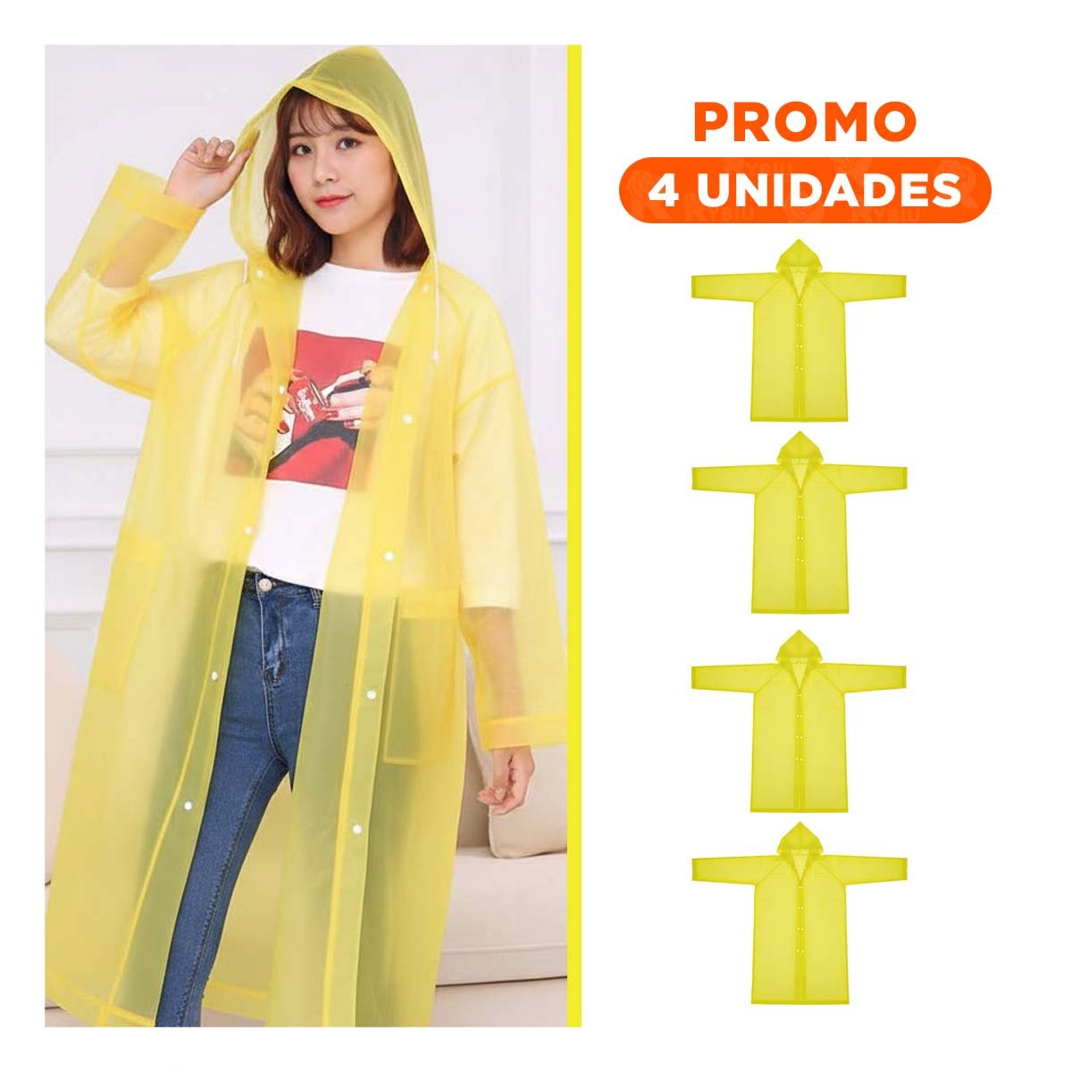 PACK4 PRENDA DE LLUVIA CON ESTILO UNISEX Y COMODIDAD Y+REGALO STICKER - 1