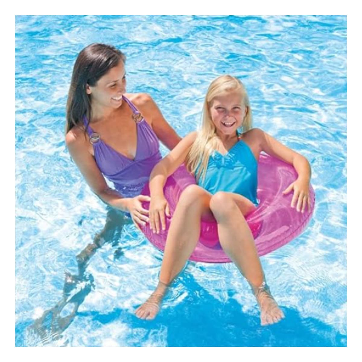 PACK6 UTENSILIO ACUATICO TRANSPARENTE ROSADO FLOTANTE INFLABLE HOGAR CASA Y+PAPEL REGALO - 5