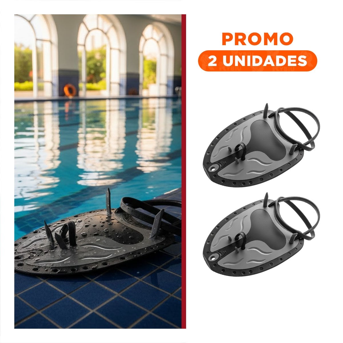 PACK2 ACCESORIO ACUATICO PARA ENTRENAMIENTO DE NATACION EN PISCINA EN NEGRO - 1