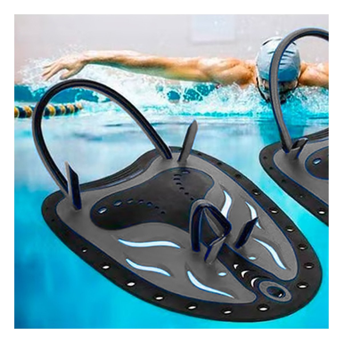 PACK2 ACCESORIO ACUATICO PARA ENTRENAMIENTO DE NATACION EN PISCINA EN NEGRO - 3