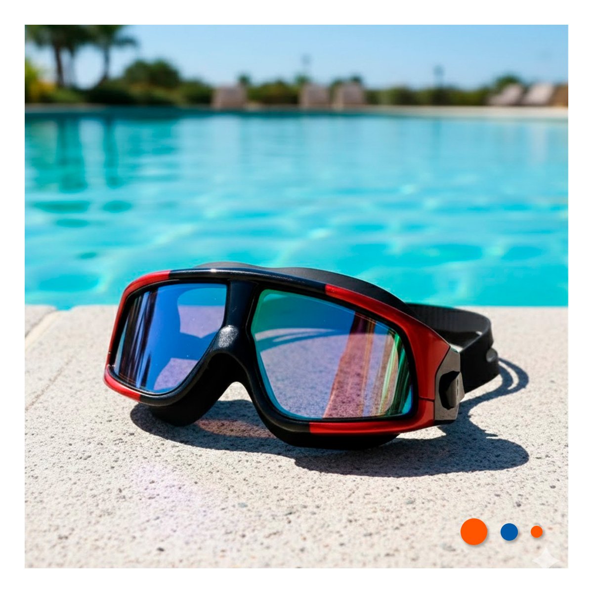 PACK6 ACCESORIO PARA PISCINA Y NATACIÓN CON PROTECCIÓN VISUAL NEGRO Y ROJO - 2