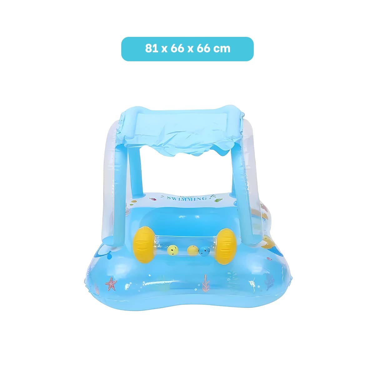 SEGURIDAD ACUATICA BEBE CON TECHO PARA PISCINA HOGAR COMODO SEGURO CELESTE Y+POST IT - 4